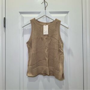 NWT A New Day Target Tan Beige Knit Mesh Shell Beachy Sweater Tank Top Large